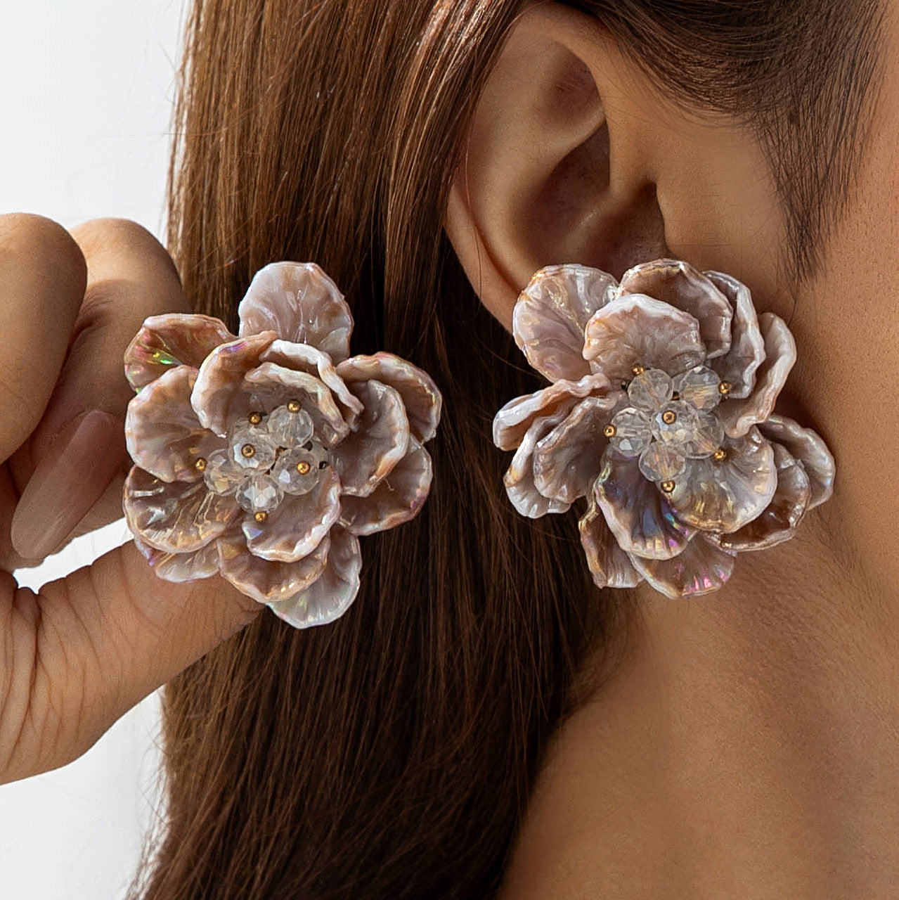 Wholesale 5pcs/pack sweet color resin petals flower earrings